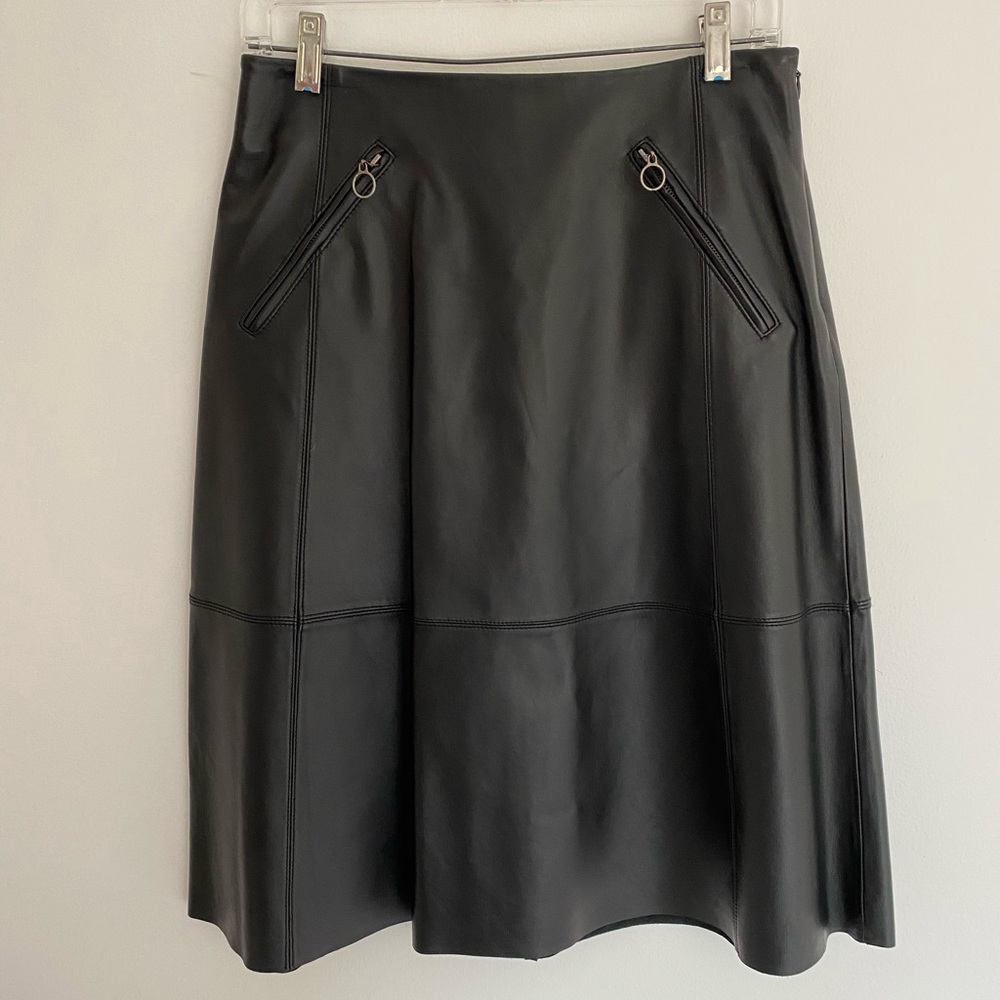 NWT  Bernardo Black Leather Skirt